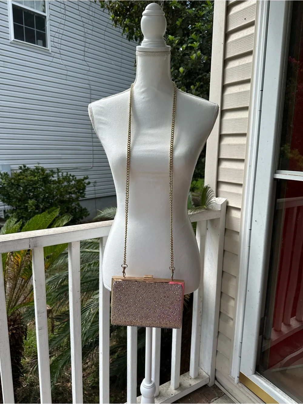 Crystal Embellished Gold Evening Clutch